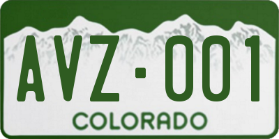 CO license plate AVZ001