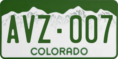 CO license plate AVZ007