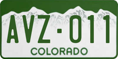 CO license plate AVZ011