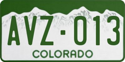 CO license plate AVZ013