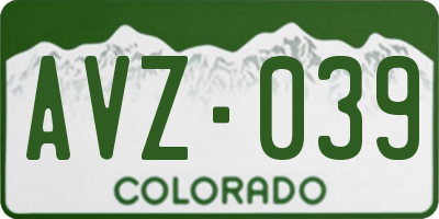CO license plate AVZ039