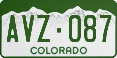 CO license plate AVZ087