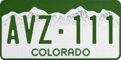 CO license plate AVZ111