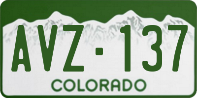 CO license plate AVZ137