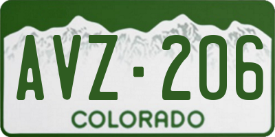 CO license plate AVZ206