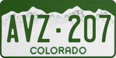 CO license plate AVZ207