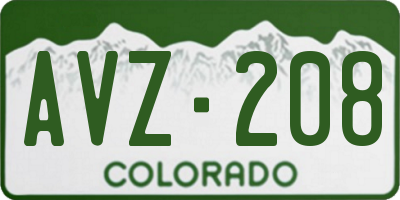 CO license plate AVZ208
