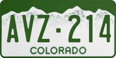 CO license plate AVZ214