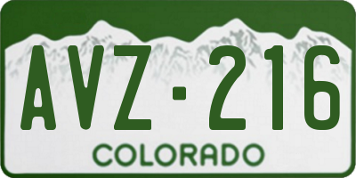 CO license plate AVZ216