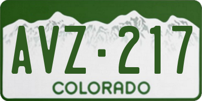 CO license plate AVZ217