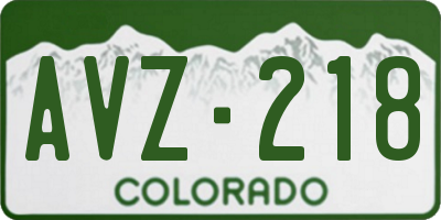 CO license plate AVZ218