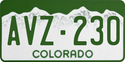 CO license plate AVZ230