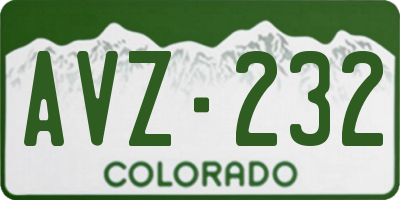 CO license plate AVZ232