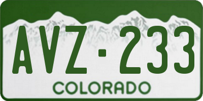CO license plate AVZ233