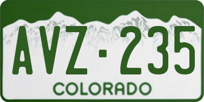 CO license plate AVZ235