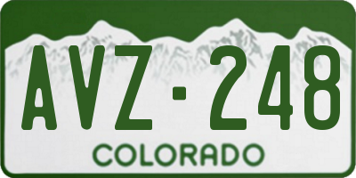 CO license plate AVZ248