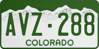 CO license plate AVZ288