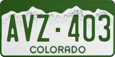 CO license plate AVZ403