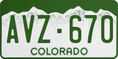 CO license plate AVZ670