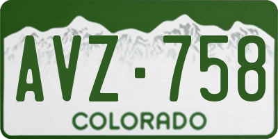 CO license plate AVZ758