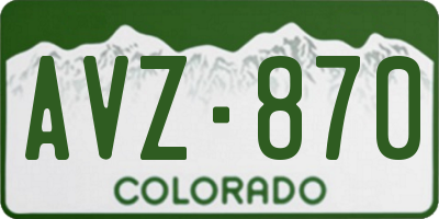 CO license plate AVZ870