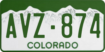 CO license plate AVZ874