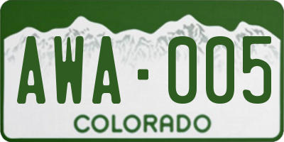 CO license plate AWA005