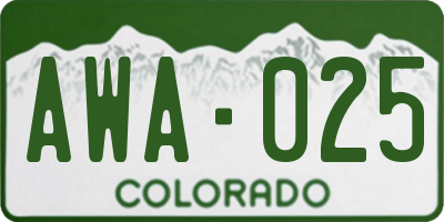 CO license plate AWA025