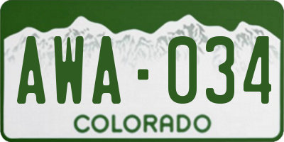 CO license plate AWA034