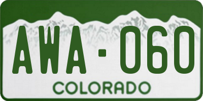 CO license plate AWA060
