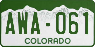 CO license plate AWA061