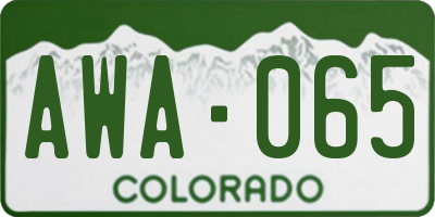 CO license plate AWA065