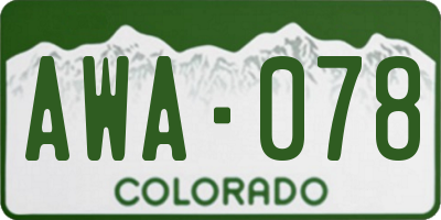 CO license plate AWA078