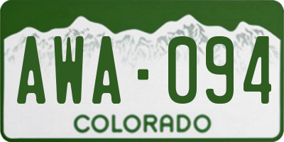 CO license plate AWA094