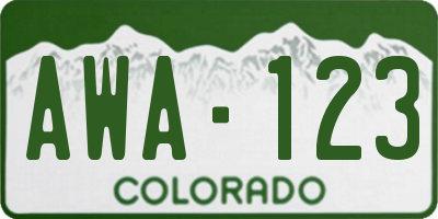 CO license plate AWA123