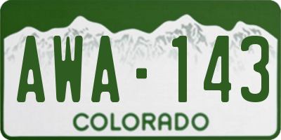 CO license plate AWA143