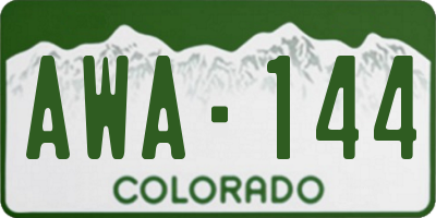 CO license plate AWA144