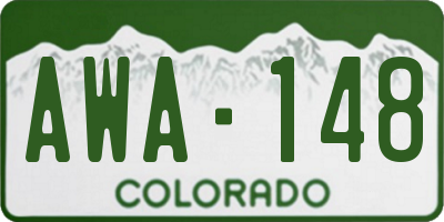 CO license plate AWA148