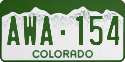CO license plate AWA154