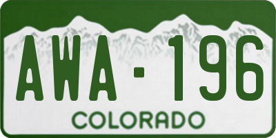 CO license plate AWA196
