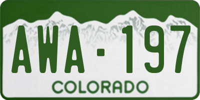 CO license plate AWA197