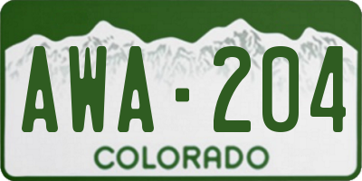 CO license plate AWA204