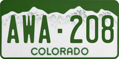 CO license plate AWA208