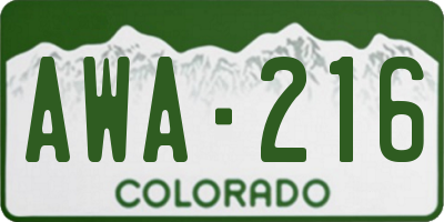 CO license plate AWA216