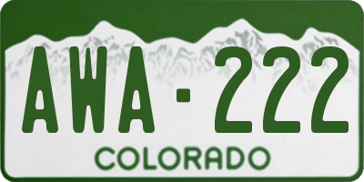 CO license plate AWA222
