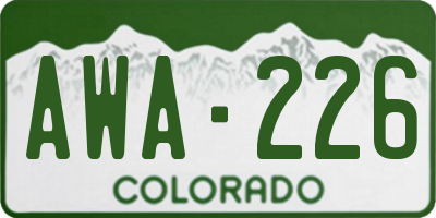 CO license plate AWA226