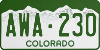 CO license plate AWA230
