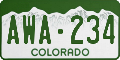 CO license plate AWA234