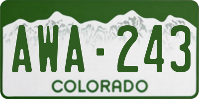 CO license plate AWA243