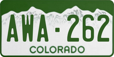 CO license plate AWA262
